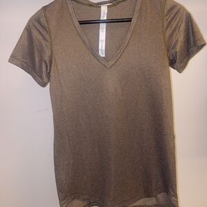 lululemon athletica Women's V-Neck Short Sleeve Tee in Olive Brown